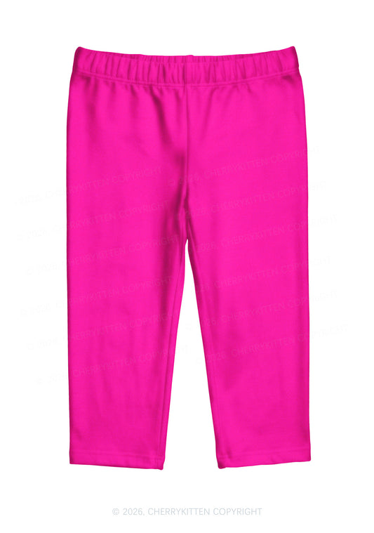 Hot Pink Plain Y2K Print Capri Pants Cherrykitten