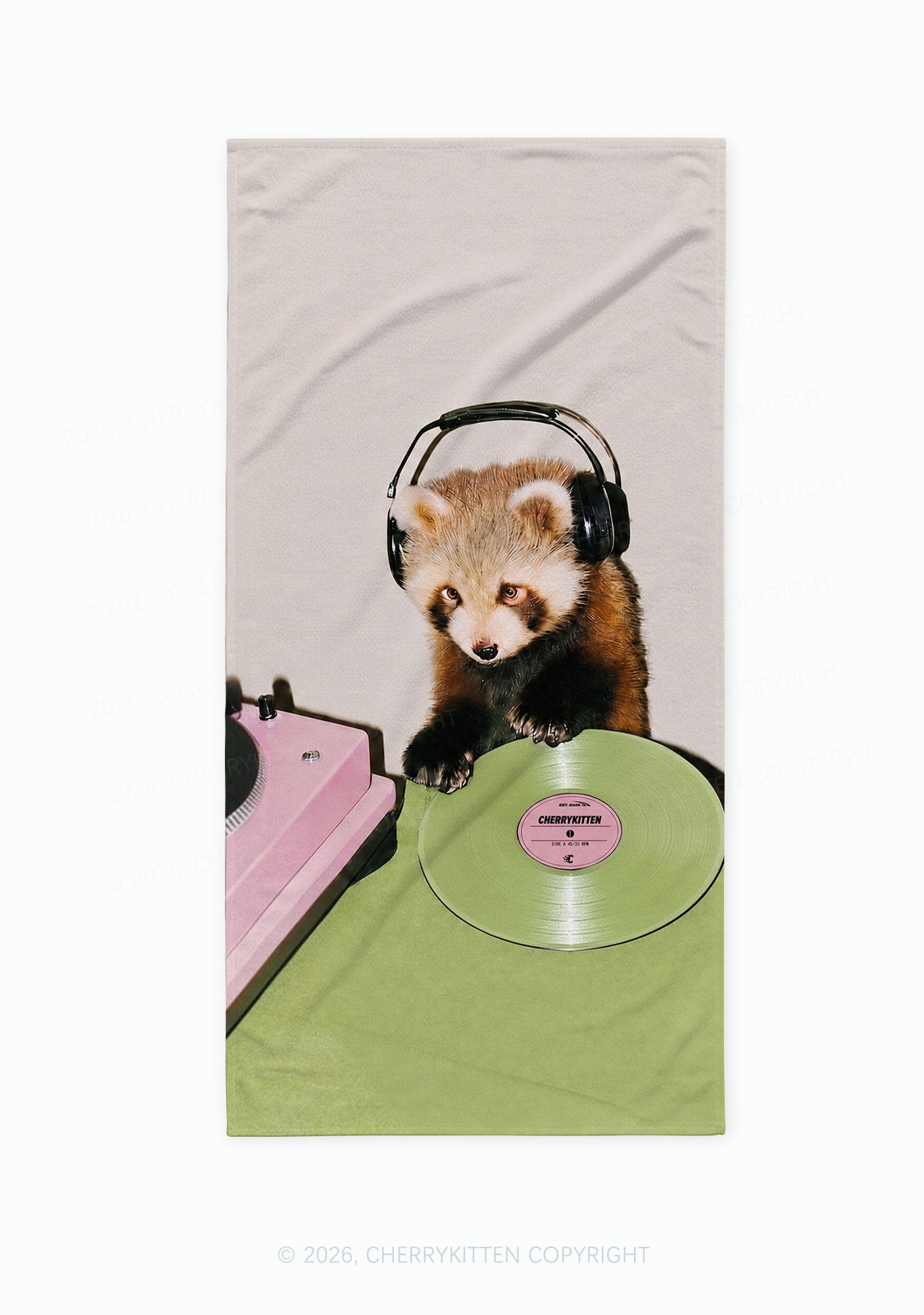 Red Panda DJ Y2K Beach Towel Cherrykitten