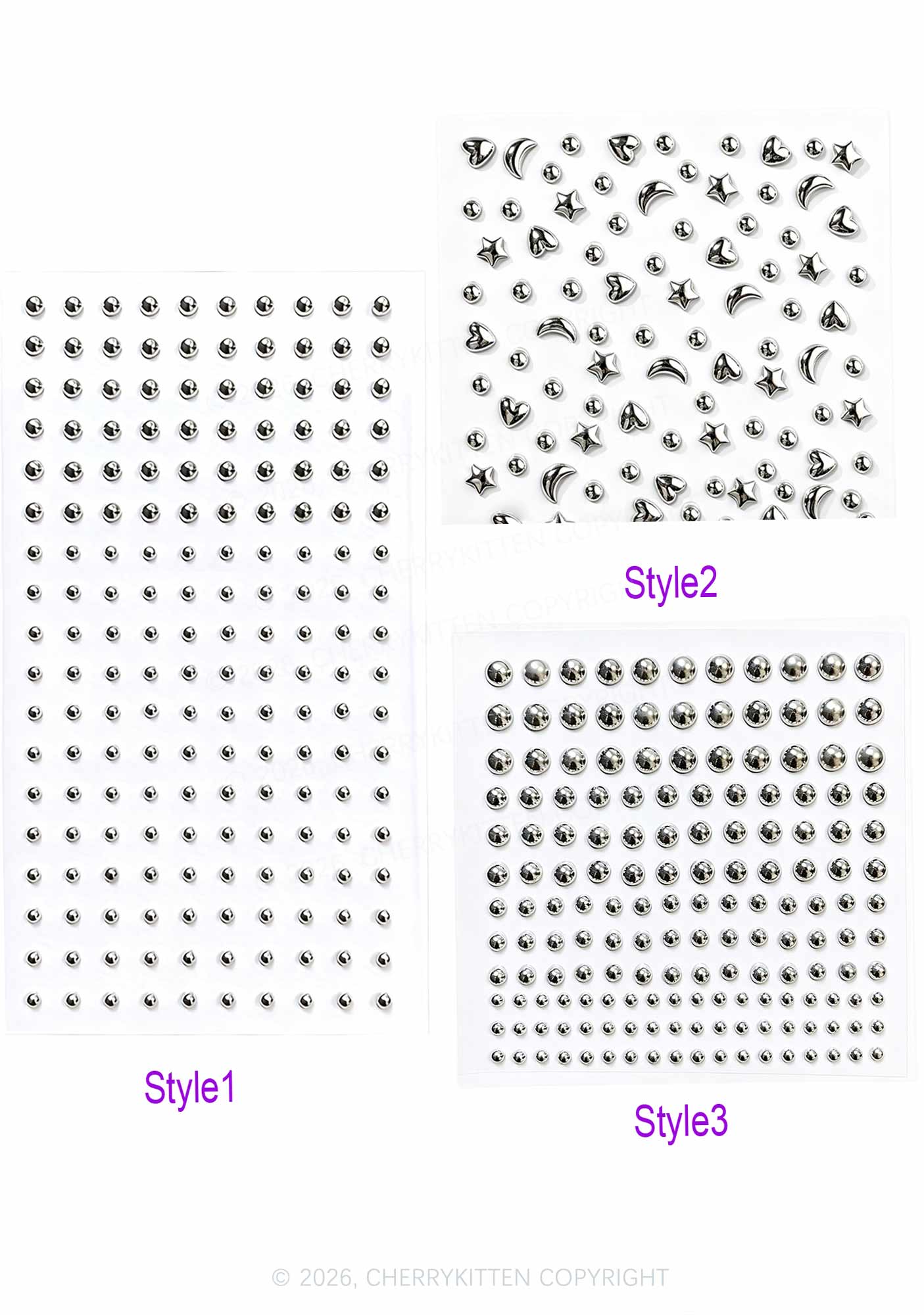1pc Silver Gothic Studs Y2K Fake Face Piercings Cherrykitten