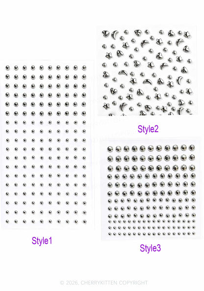 1pc Silver Gothic Studs Y2K Fake Face Piercings Cherrykitten