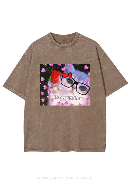 Meowentine Kitten Y2K Valentine's Day Washed Tee Cherrykitten