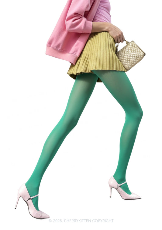 Turquoise Thin Pantyhose Y2K Tights Cherrykitten