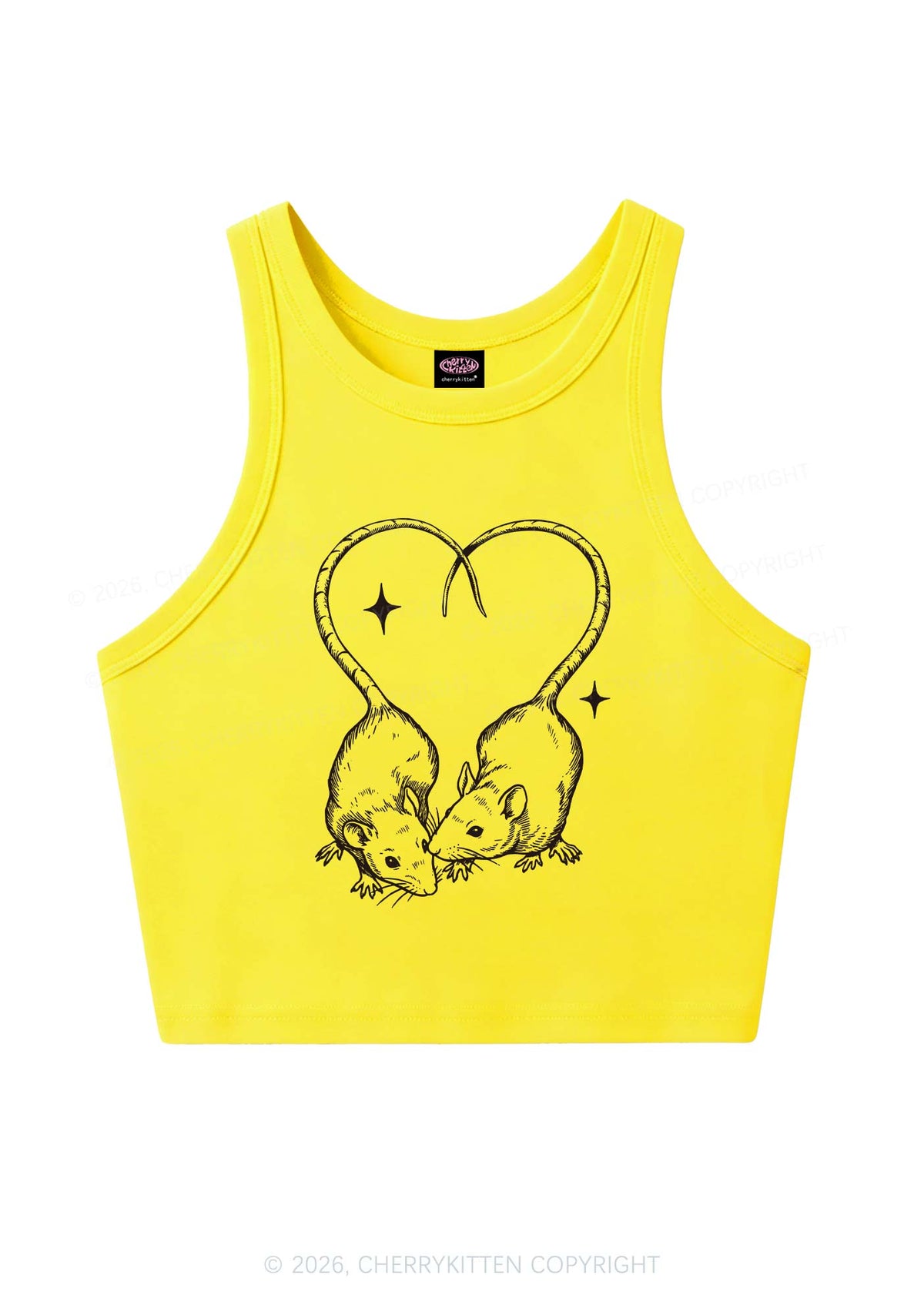 Two Rats Heart Tail Y2K Crop Tank Top Cherrykitten