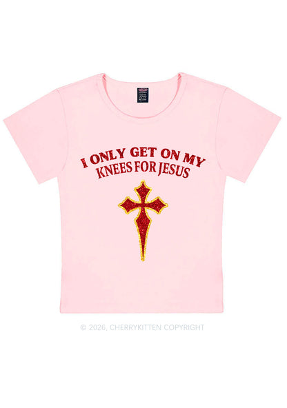 Glitter Get On My Knees For Jesus Y2K Baby Tee Cherrykitten
