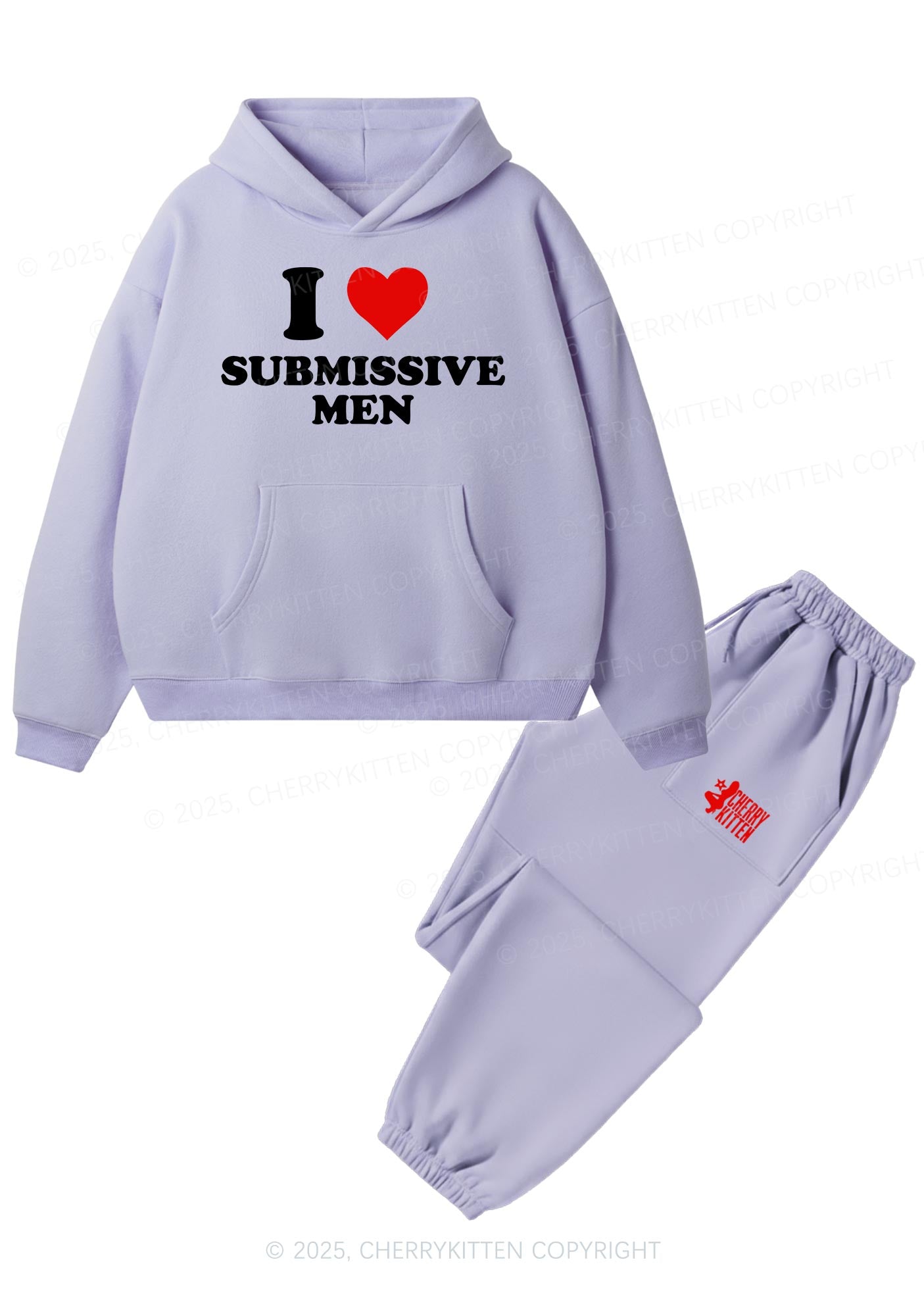 I Love S Men Y2K Fleece Hoodie Set Cherrykitten