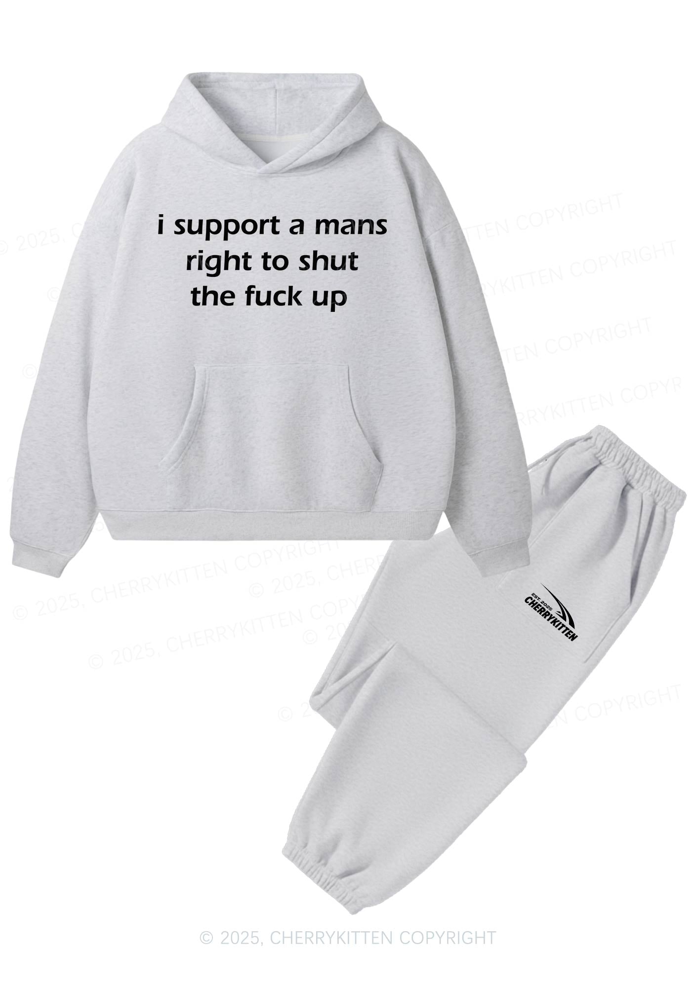 I Support A Mans Right Y2K Fleece Hoodie Set Cherrykitten