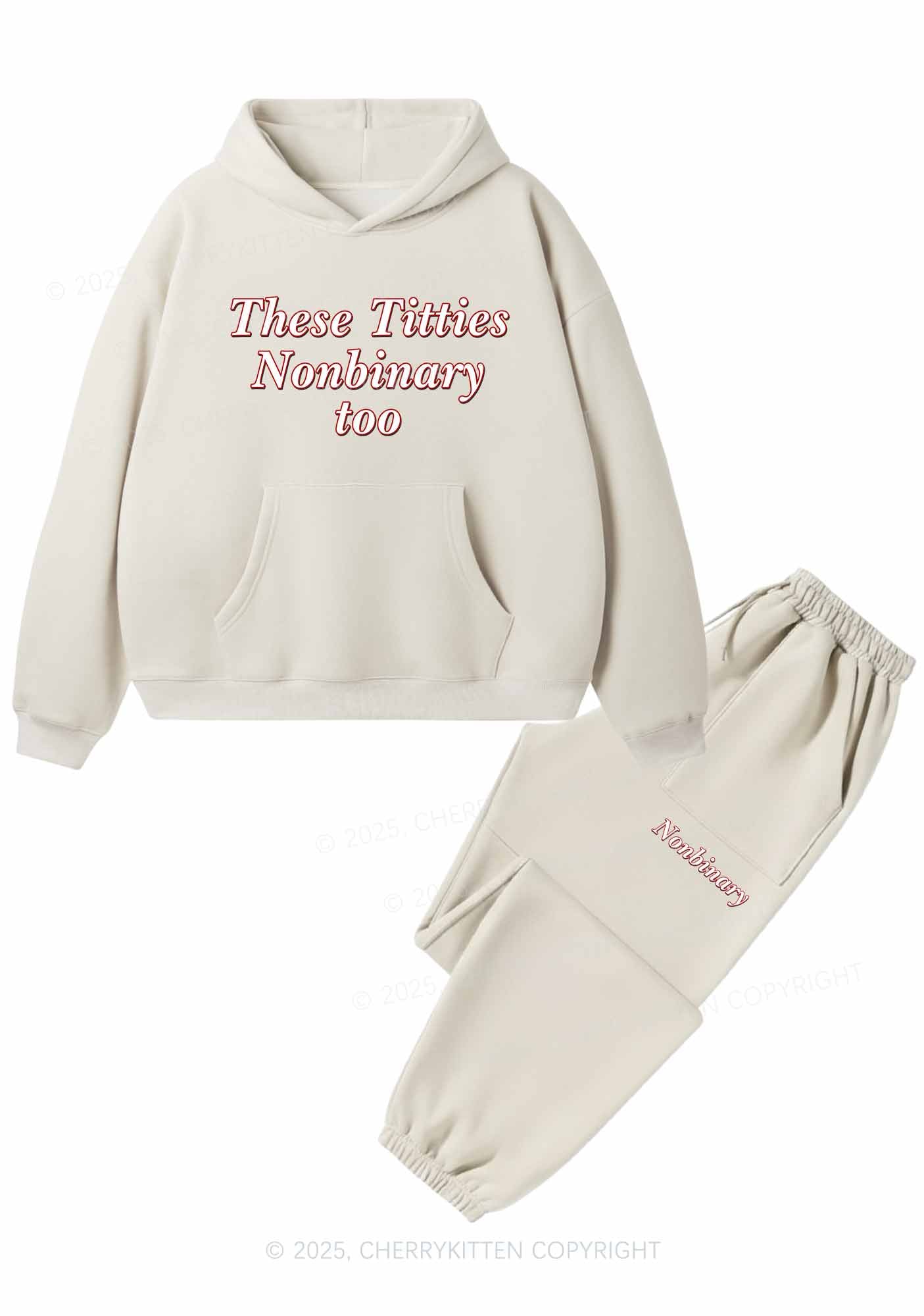 Txtties Nonbinary Too Y2K Fleece Hoodie Set Cherrykitten