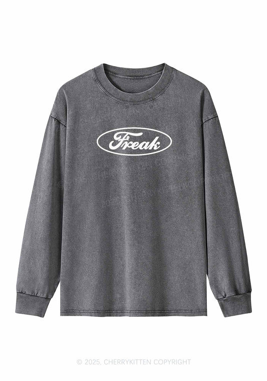 Oval Freak Y2K Washed Long Sleeves Cherrykitten