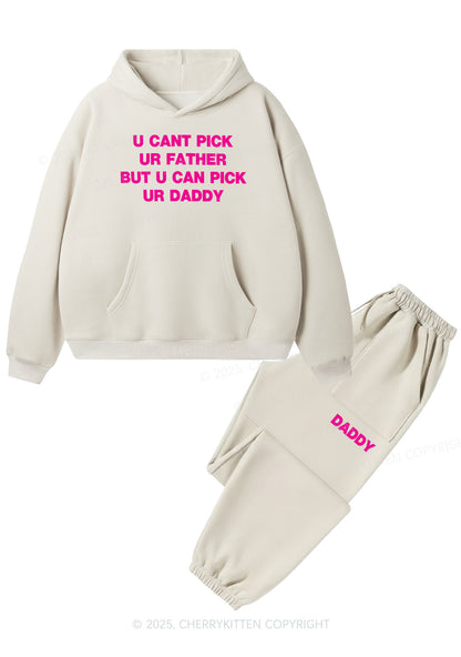U Can Pick Ur Daddy Y2K Fleece Hoodie Set Cherrykitten