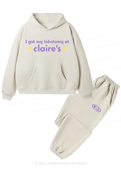 I Got My Lobotomy At Claires Y2K Fleece Hoodie Set Cherrykitten
