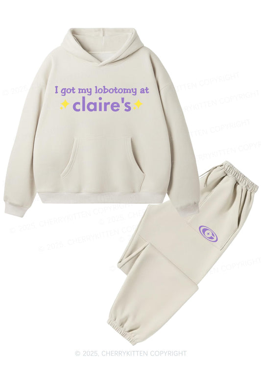 I Got My Lobotomy At Claires Y2K Fleece Hoodie Set Cherrykitten