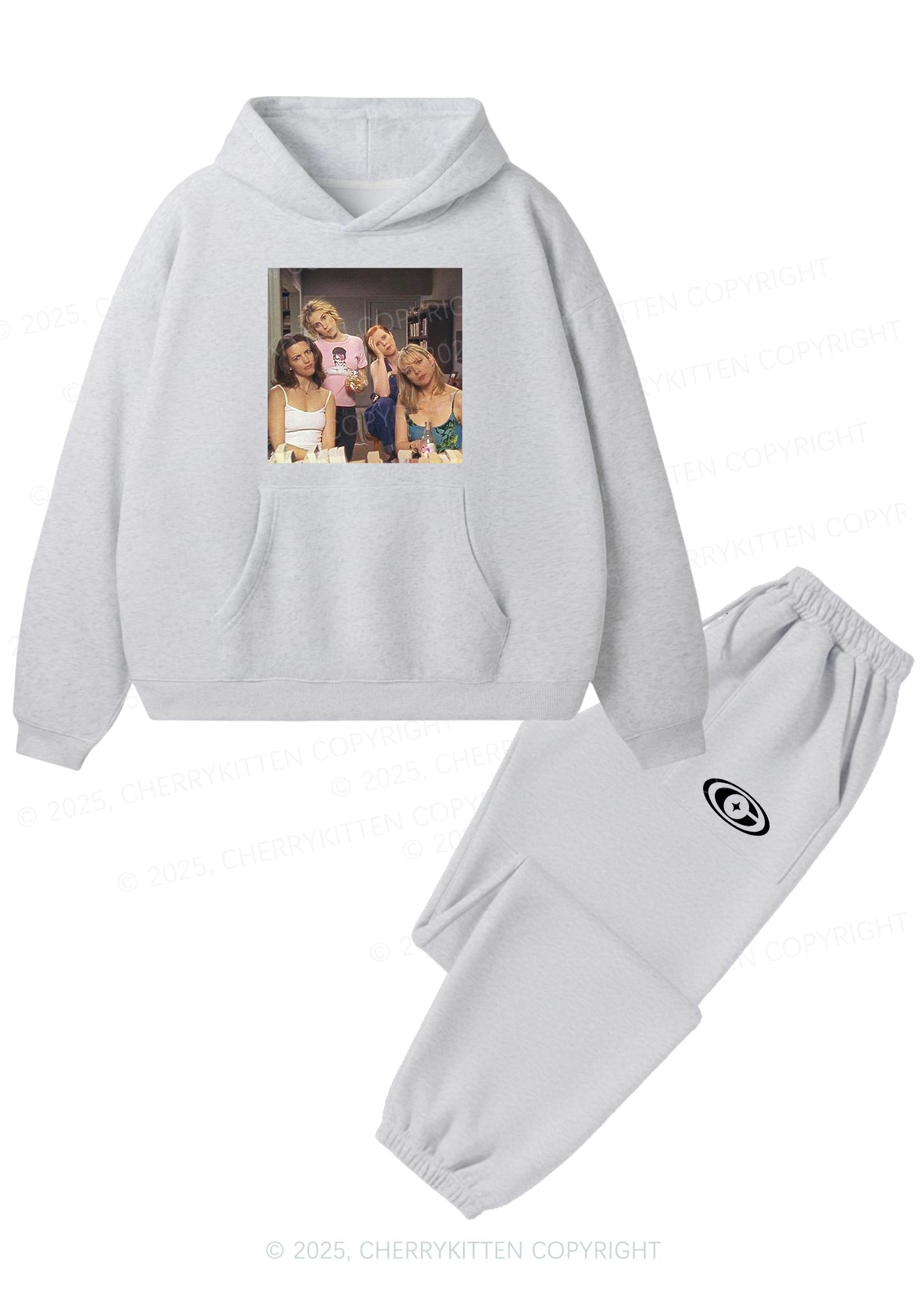 Girl Puzzled Y2K Fleece Hoodie Set Cherrykitten
