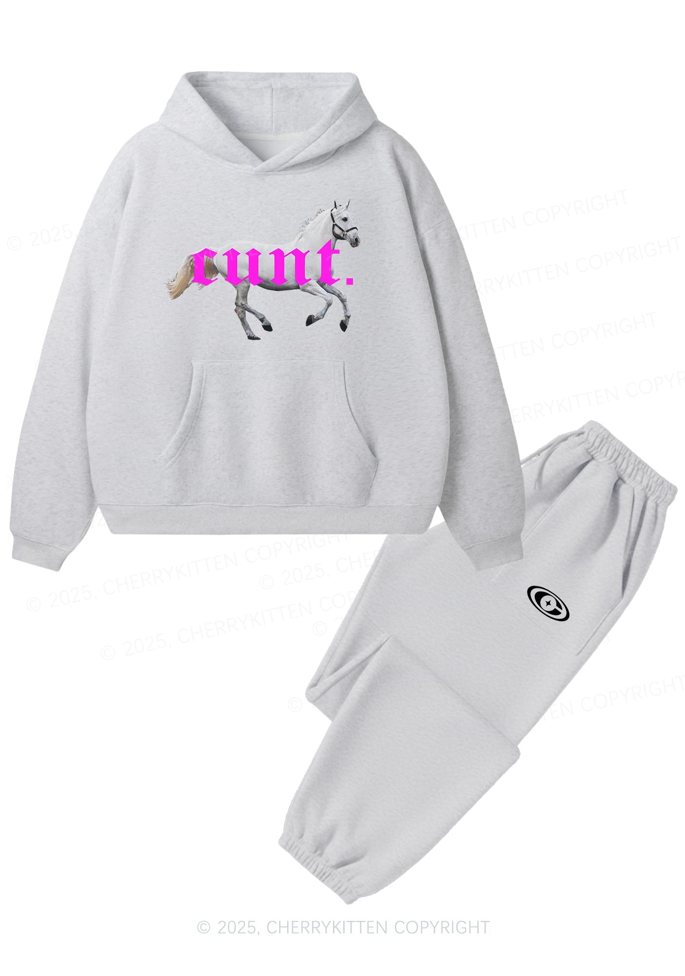 Cxxt Horse Y2K Fleece Hoodie Set Cherrykitten