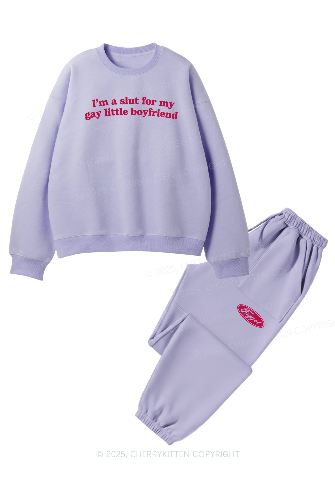 Slxt For My Gay BF Y2K Fleece Sweatshirts Set Cherrykitten