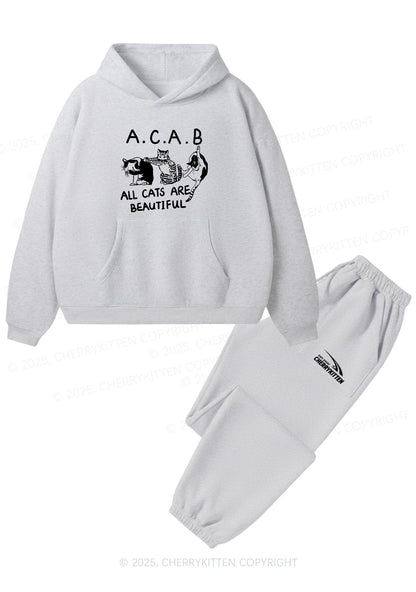 ACAB Cats Y2K Fleece Hoodie Set Cherrykitten