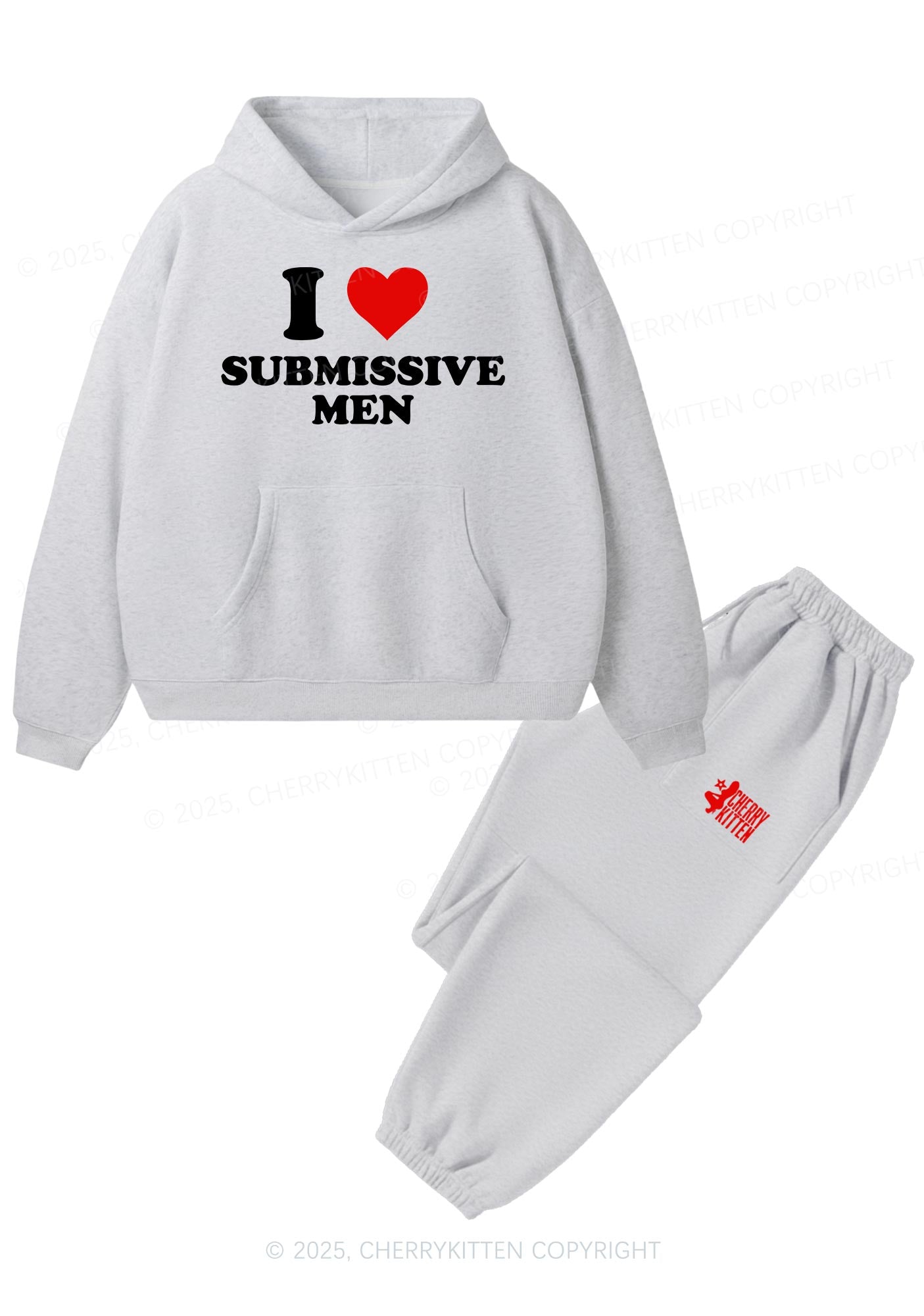 I Love S Men Y2K Fleece Hoodie Set Cherrykitten