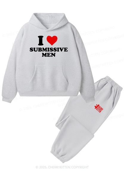 I Love S Men Y2K Fleece Hoodie Set Cherrykitten
