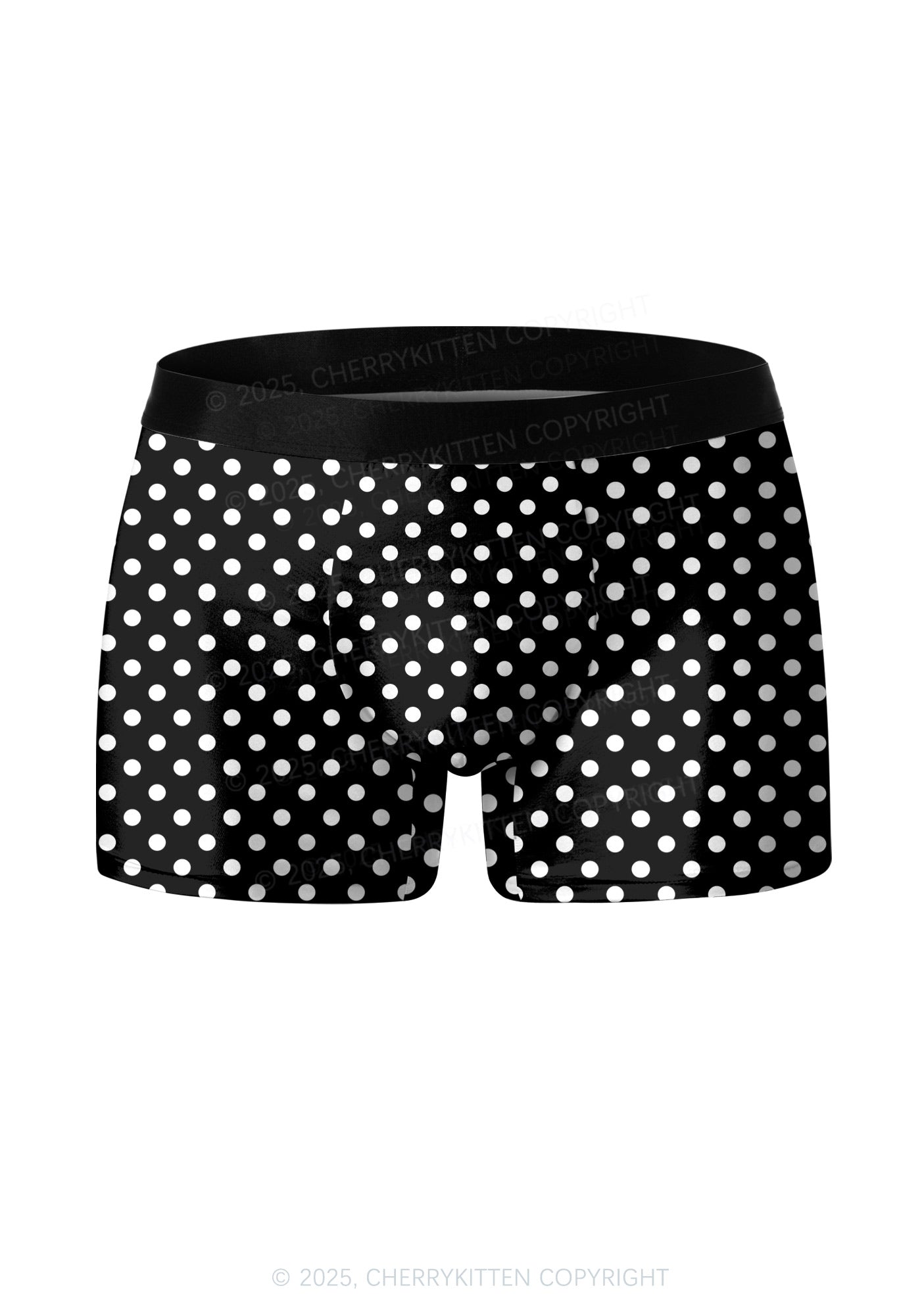 White Polka Dots On Black Valentine's Day Y2K Print Couples Boxer Thong Set Cherrykitten