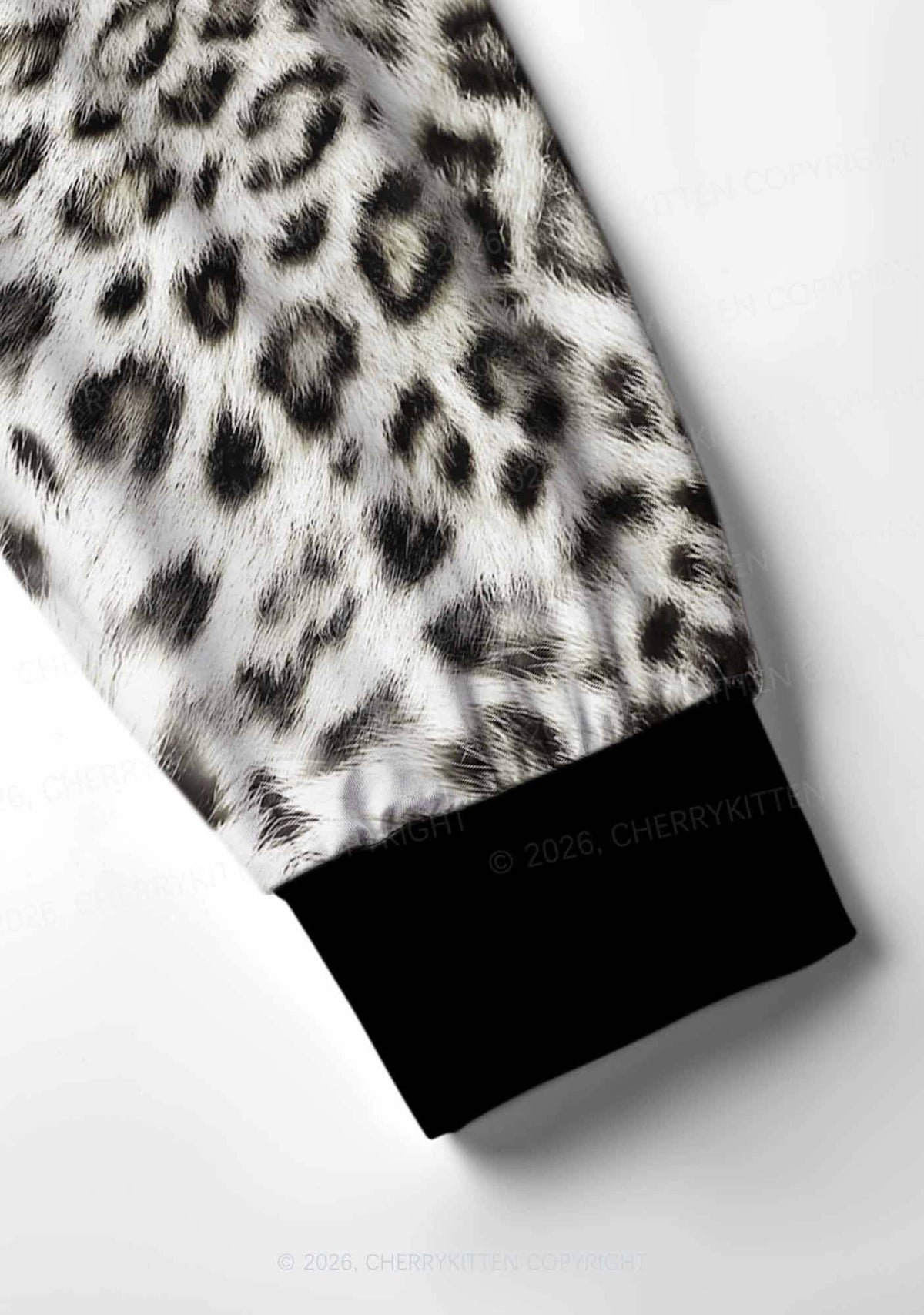 Snow Leopard Y2K Print Long Sleeve Pajama Set Cherrykitten