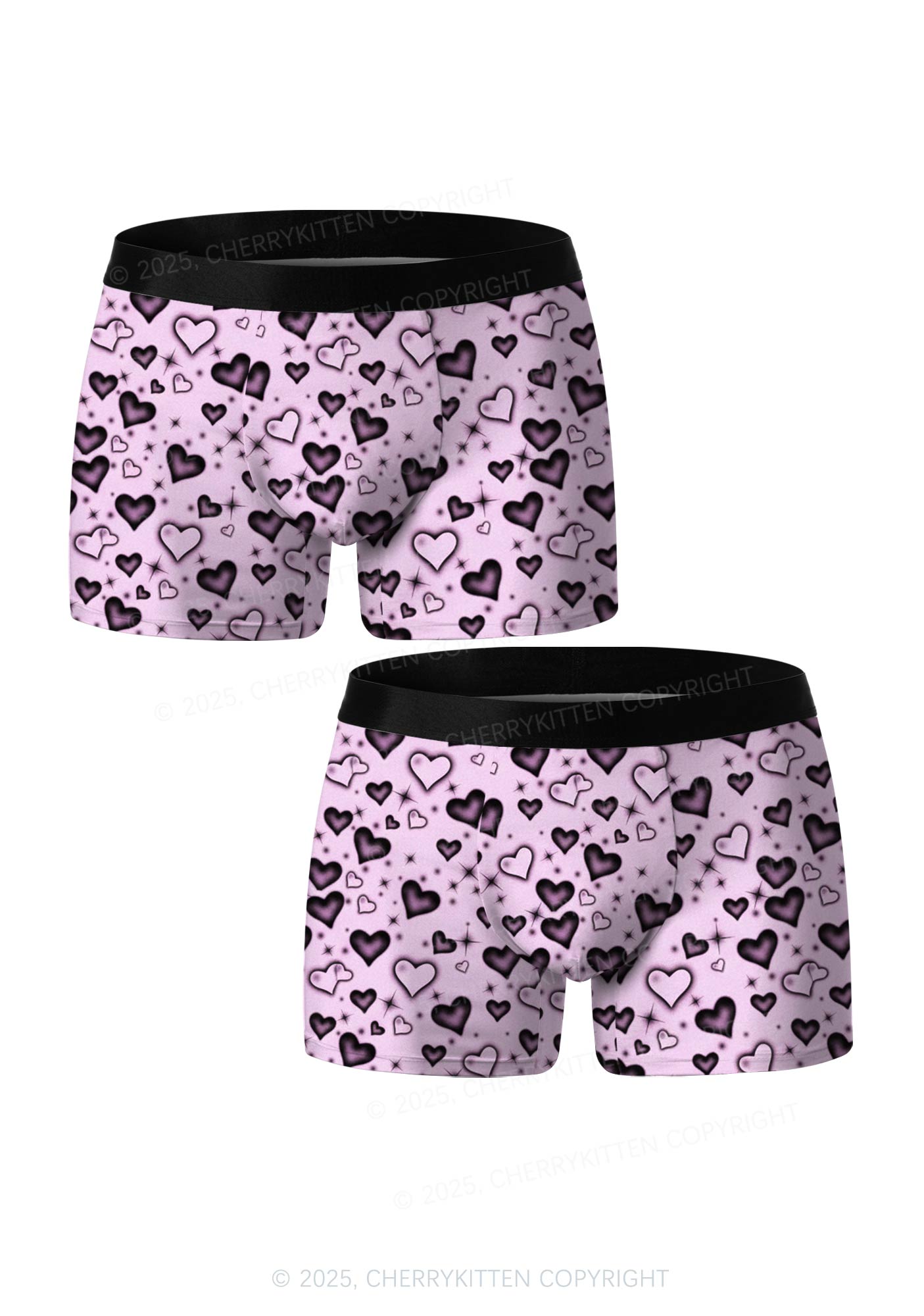 Dark Heart Attack Valentine's Day Y2K Print Couples Boxer Briefs Set Cherrykitten