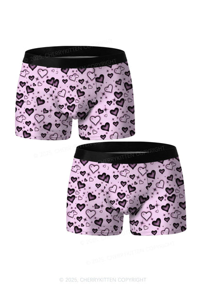 Dark Heart Attack Valentine's Day Y2K Print Couples Boxer Briefs Set Cherrykitten