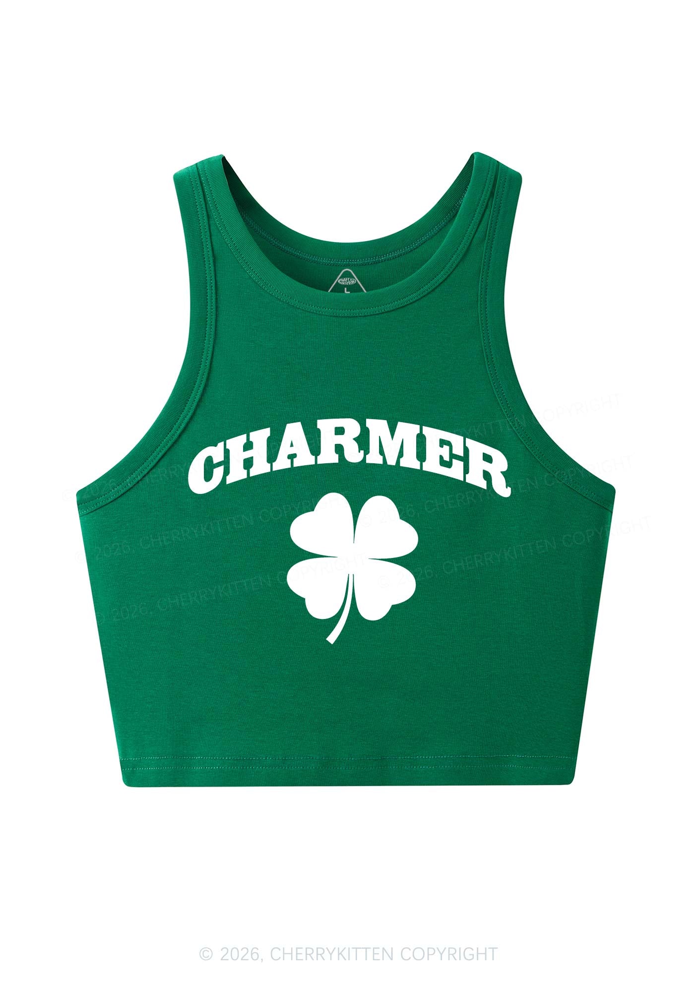 Charmer Shamrock St Patricks Y2K Crop Tank Top Cherrykitten