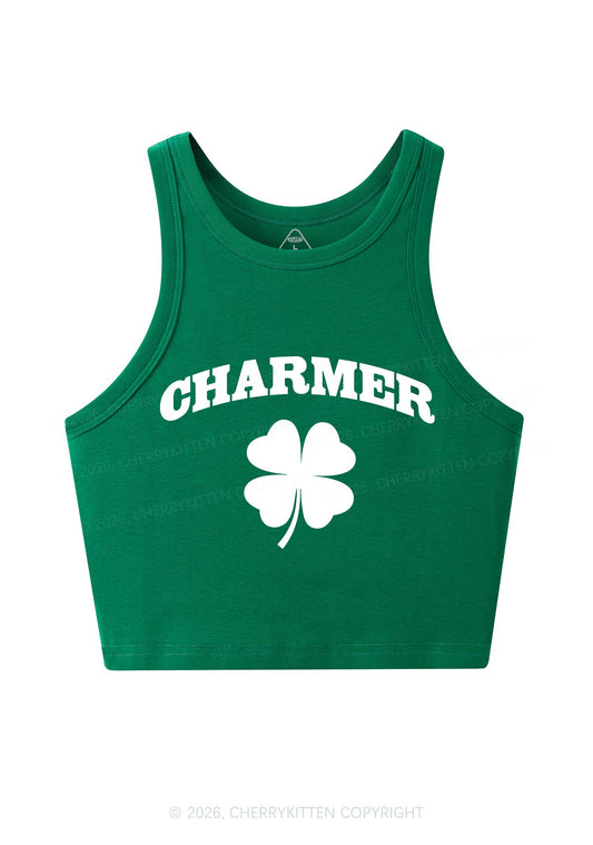 Charmer Shamrock St Patricks Y2K Crop Tank Top Cherrykitten