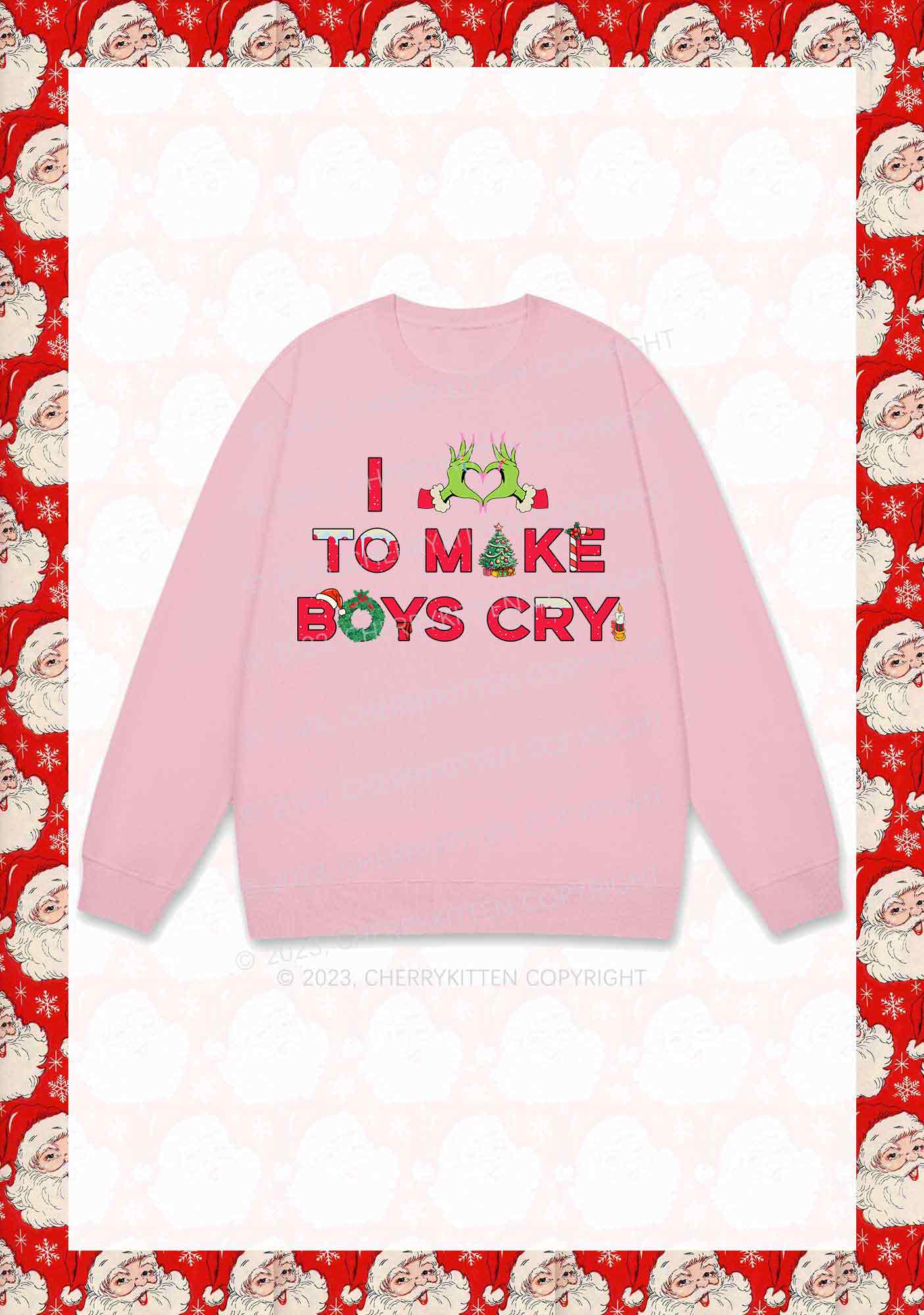 Love To Make Boys Cry Christmas Y2K Sweatshirt Cherrykitten