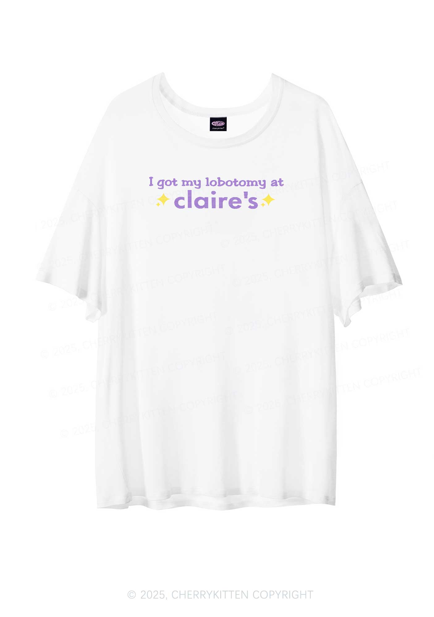 I Got My Lobotomy At Claire's Y2K Sheer Boyfriend Tee Cherrykitten