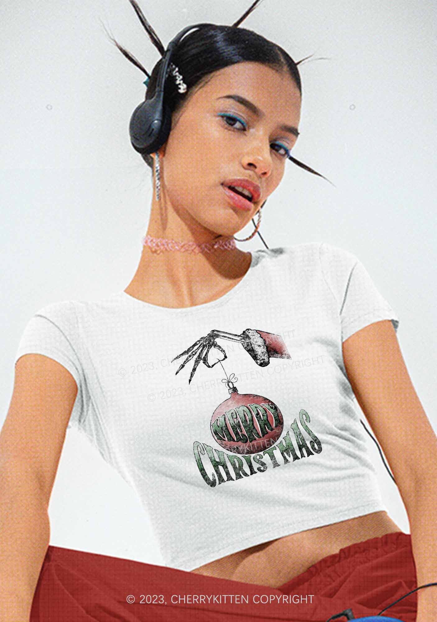 Merry Christmas Ball Baby Tee Cherrykitten