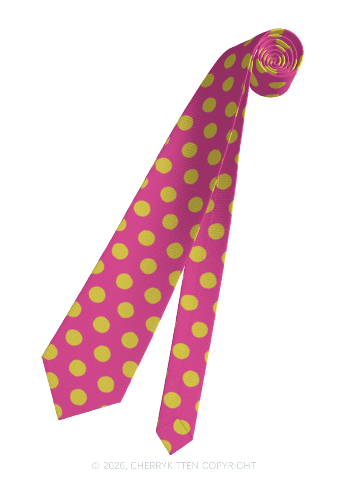 Yellow Dots On Pink Y2K Necktie Cherrykitten