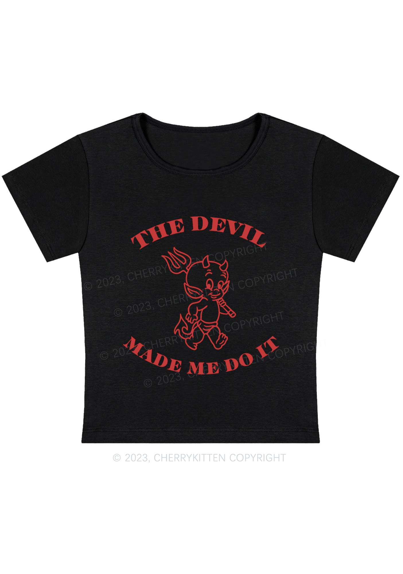 Curvy The Devil Made Me Do It Baby Tee Cherrykitten