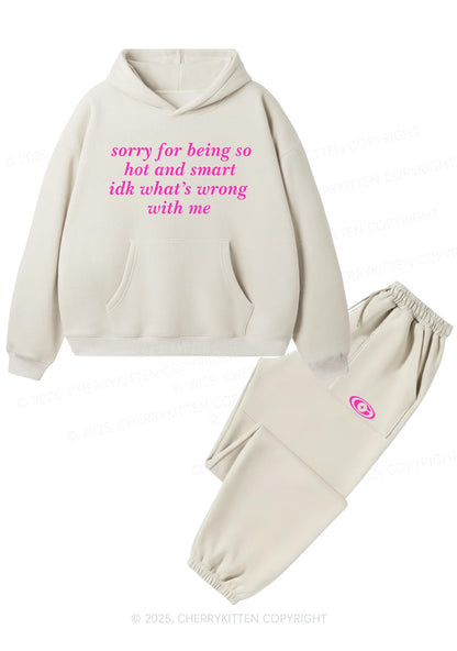 Sorry For Being So Smart Y2K Fleece Hoodie Set Cherrykitten