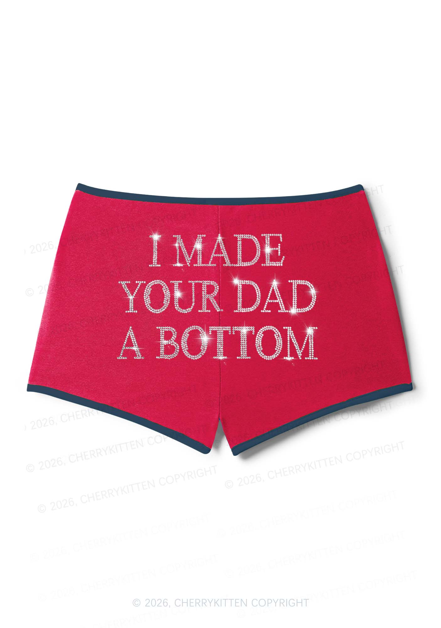 Rhinestone Made Your Dad A Bottom Pride Y2K Booty Shorts Cherrykitten