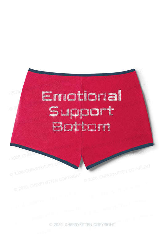 Rhinestone Emotional Support Bottom Pride Y2K Booty Shorts Cherrykitten