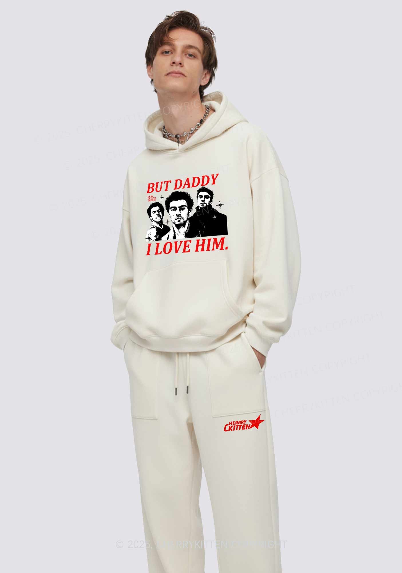 Daddy I Love Luigi Y2K Fleece Hoodie Set Cherrykitten
