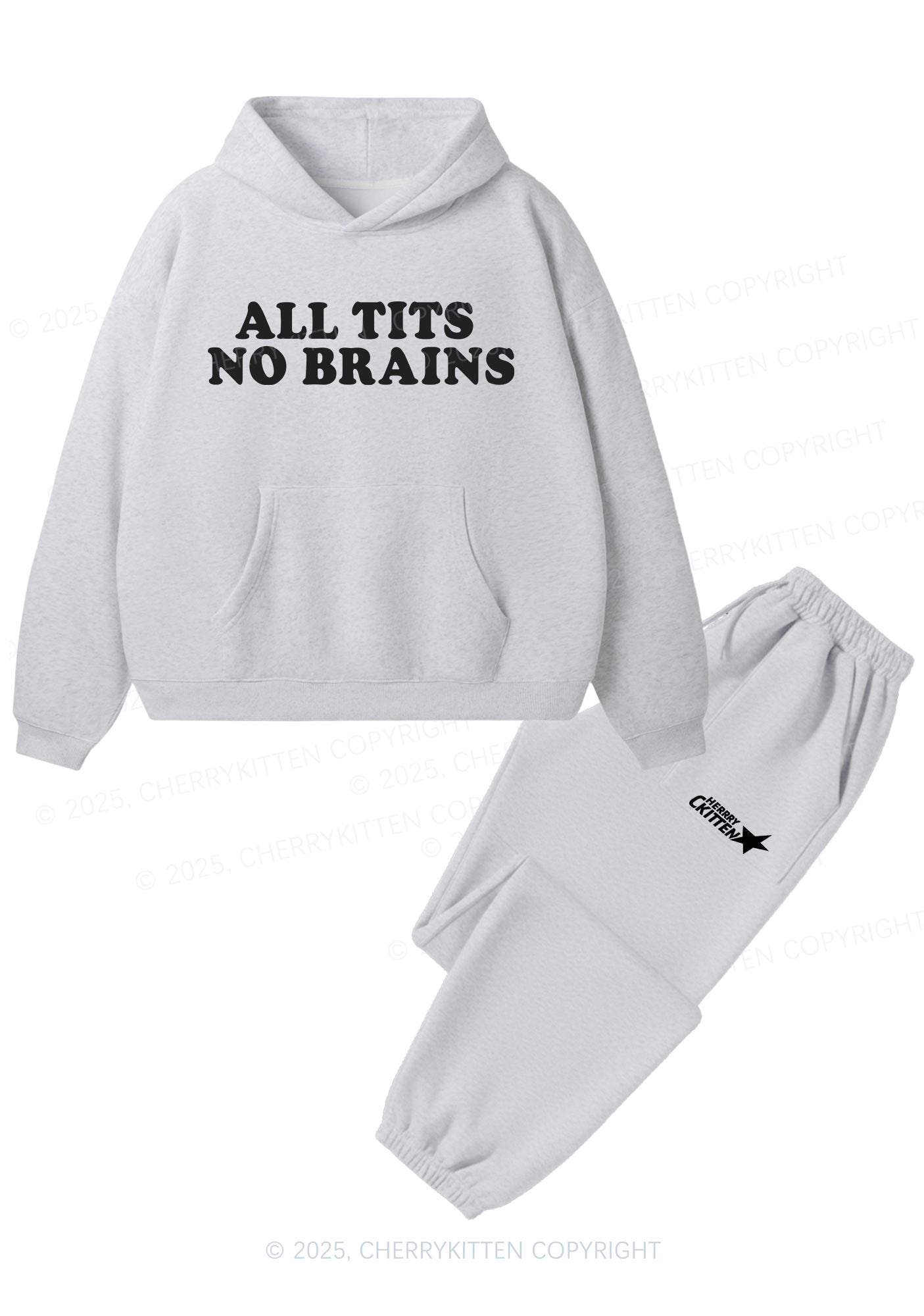 All Txts No Brains Y2K Fleece Hoodie Set Cherrykitten