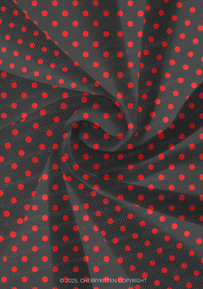 Red Dots On Black Valentine's Day Y2K Print Mini Layered Skirt Cherrykitten