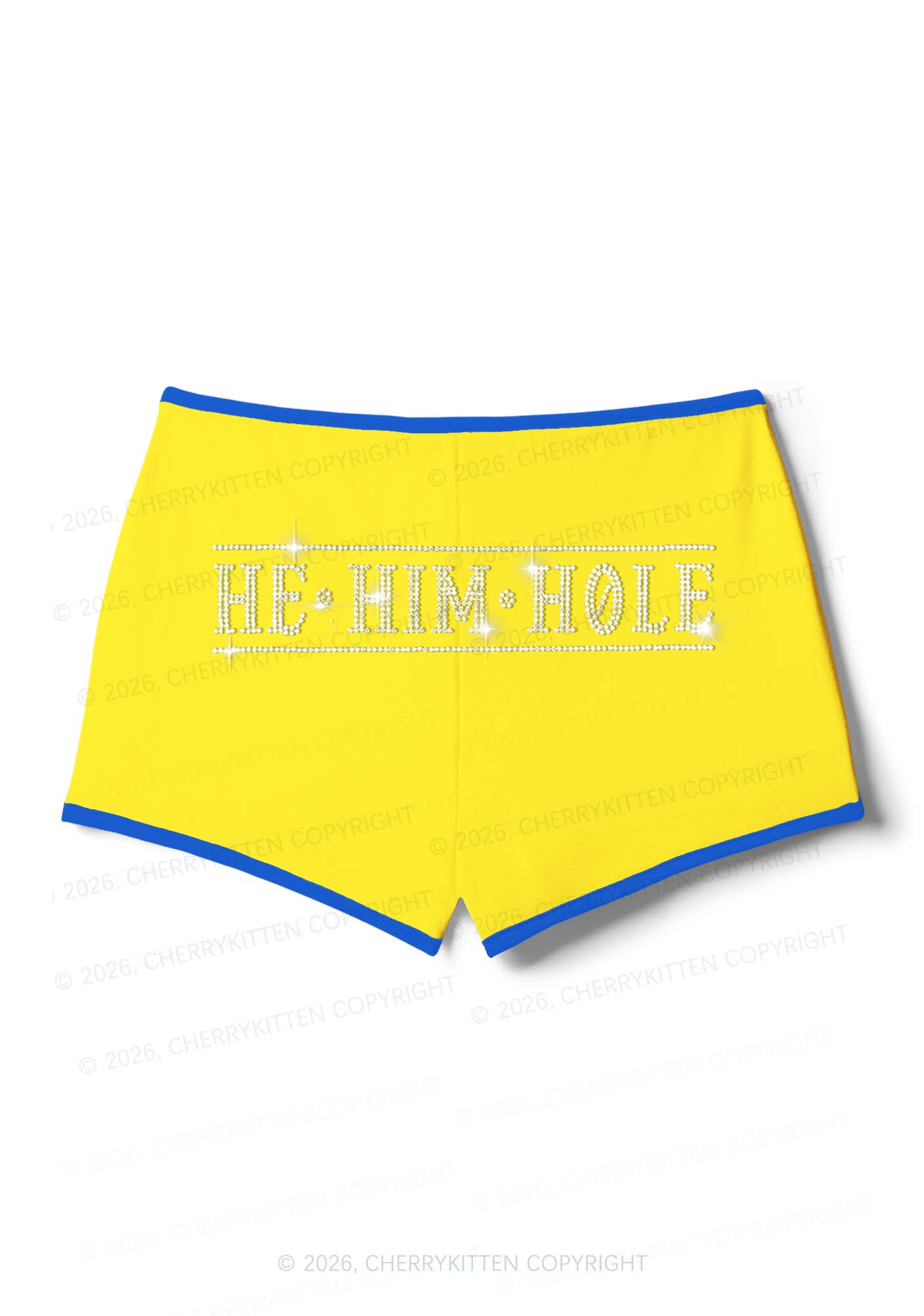 Rhinestone He Him Hole Pride Y2K Booty Shorts Cherrykitten