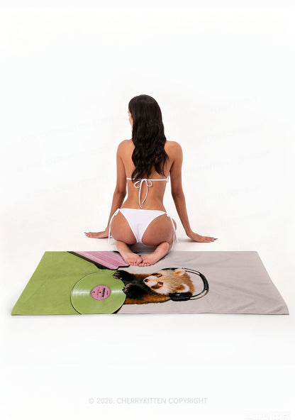 Red Panda DJ Y2K Beach Towel Cherrykitten