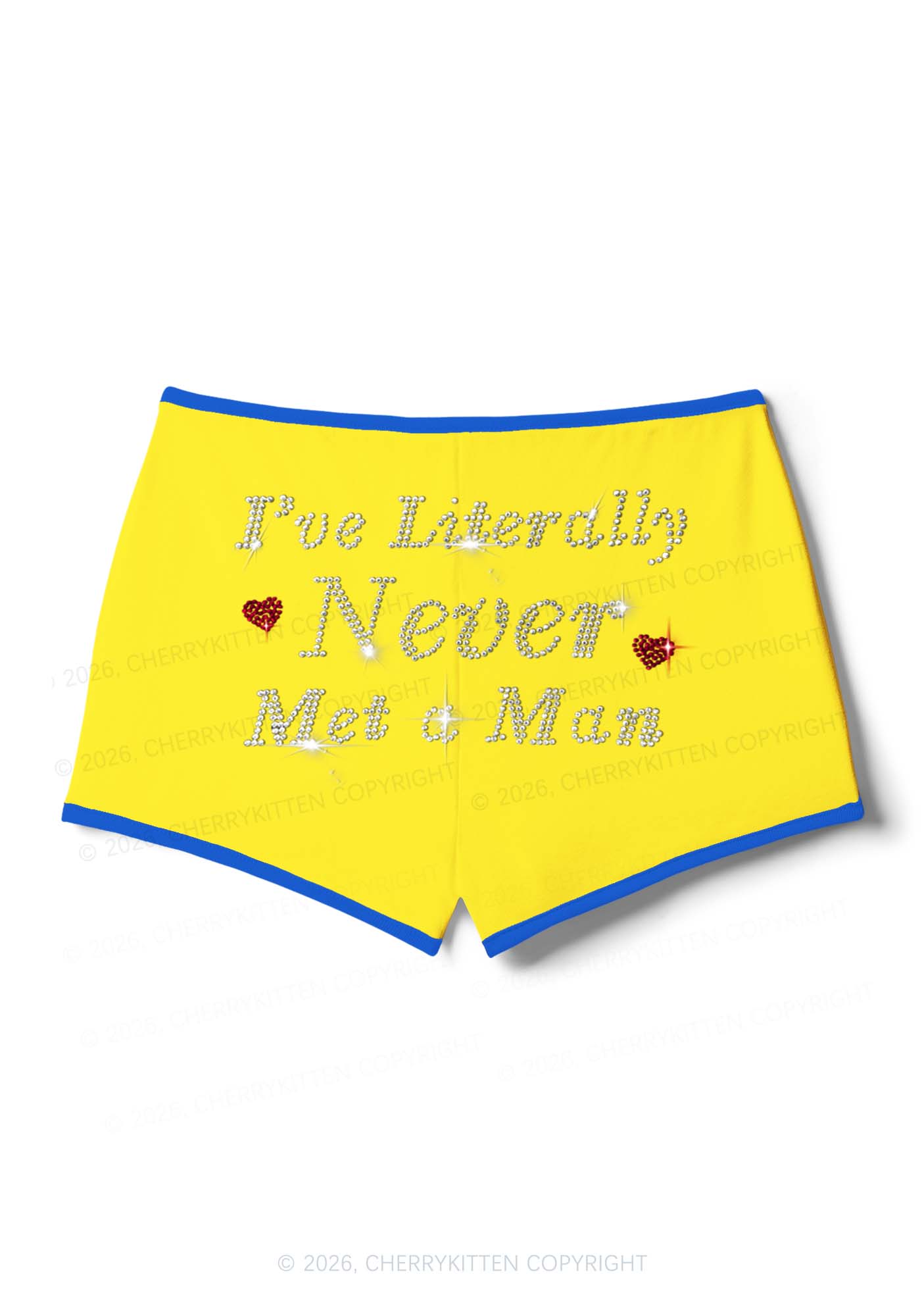 Rhinestone Never Met A Man Pride Y2K Booty Shorts Cherrykitten