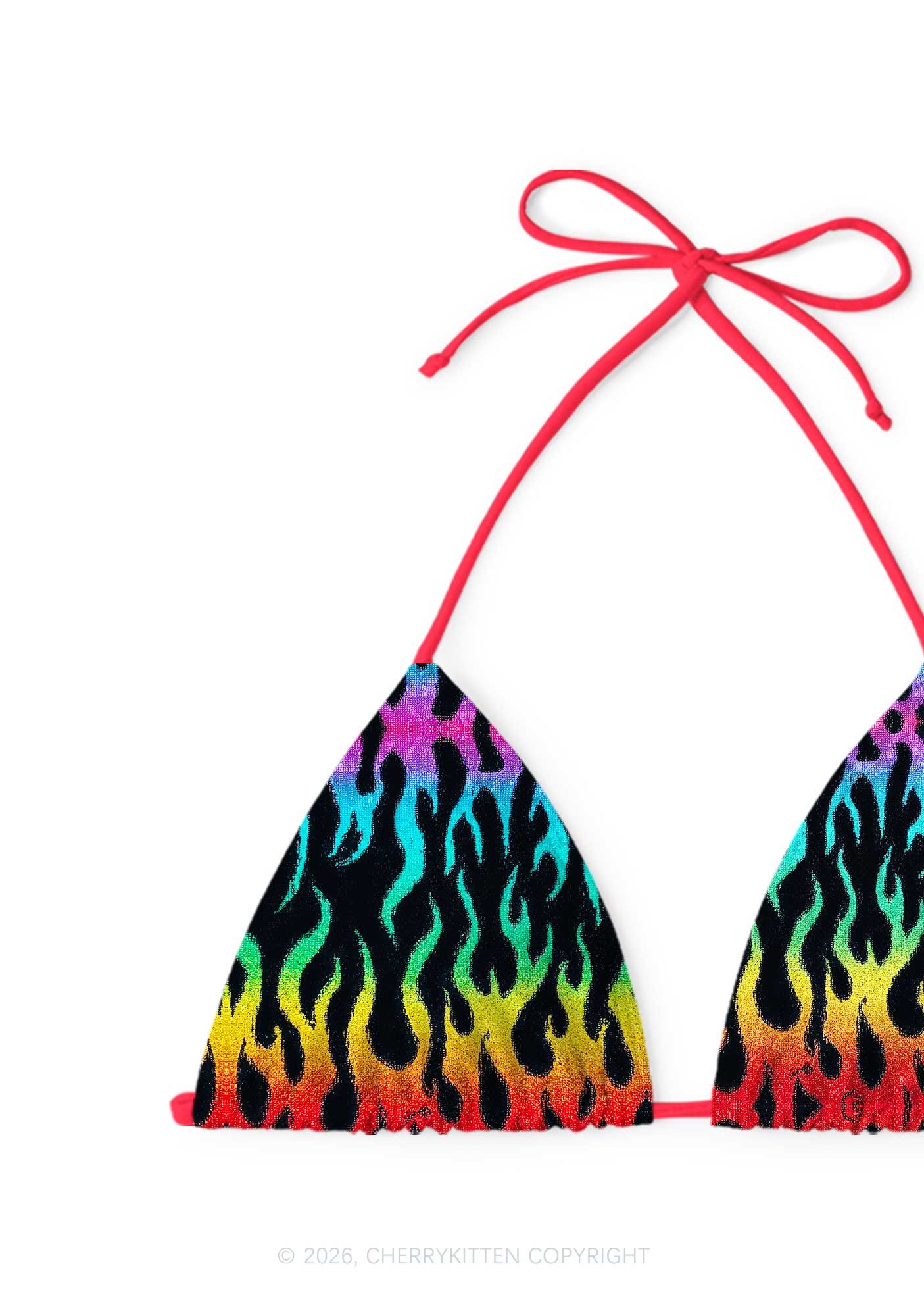 Rainbow Flame Pride Y2K Print Bikini Set Cherrykitten