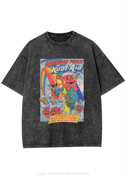 Rainbow Punch Y2K Washed Tee Cherrykitten