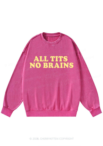 All Txts No Brains Y2K Washed Sweatshirts Cherrykitten