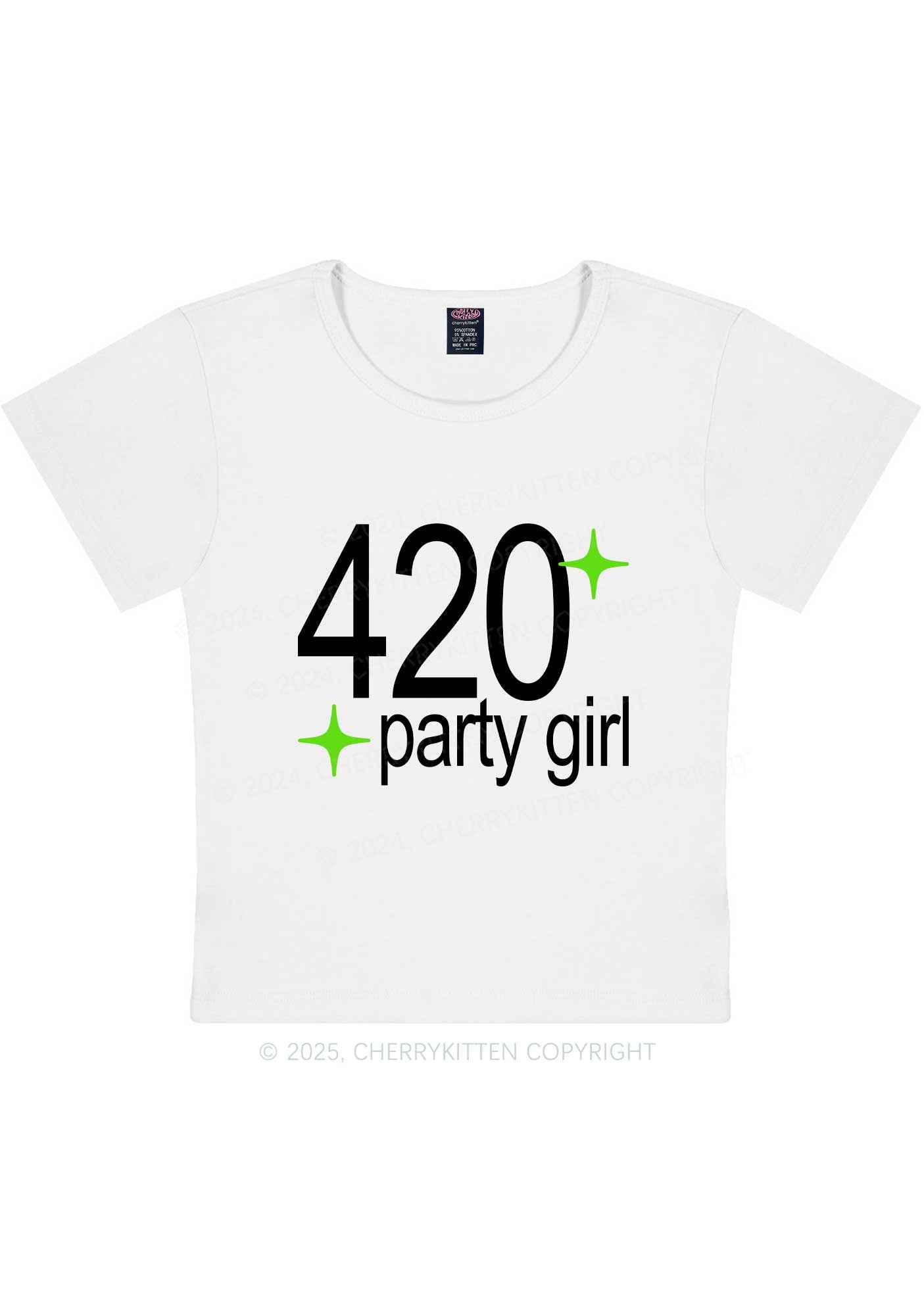 Stoned Party Girl Y2K Baby Tee Cherrykitten
