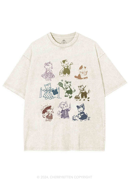 Tattoo Cat Y2K Washed Tee Cherrykitten