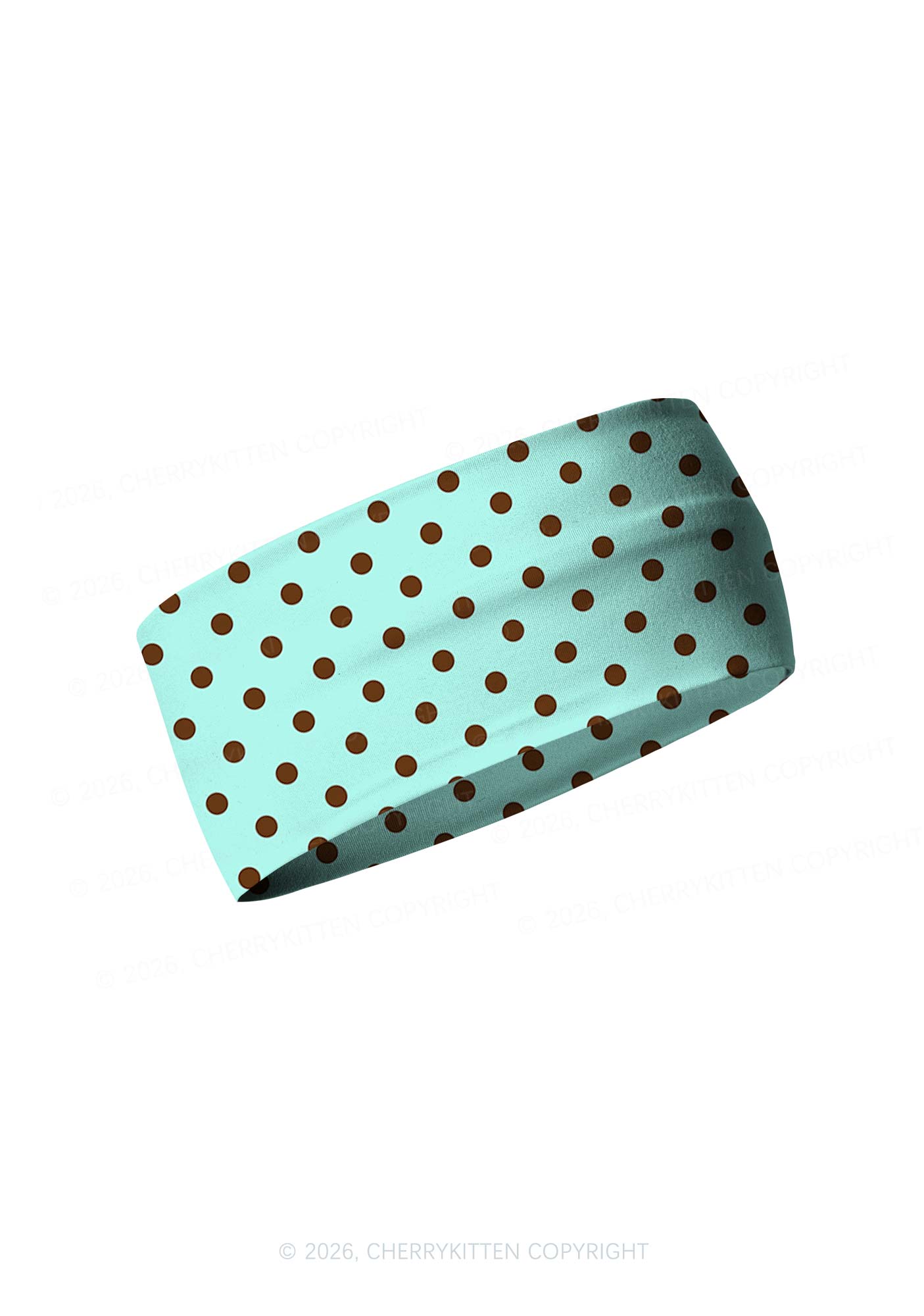 Brown Dots On Mint Green Y2K Print Headband Cherrykitten