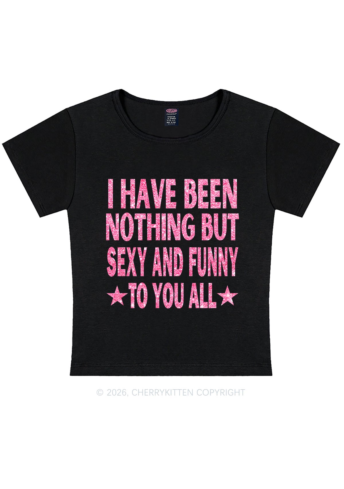 Glitter I Have Been Funny Y2K Baby Tee Cherrykitten