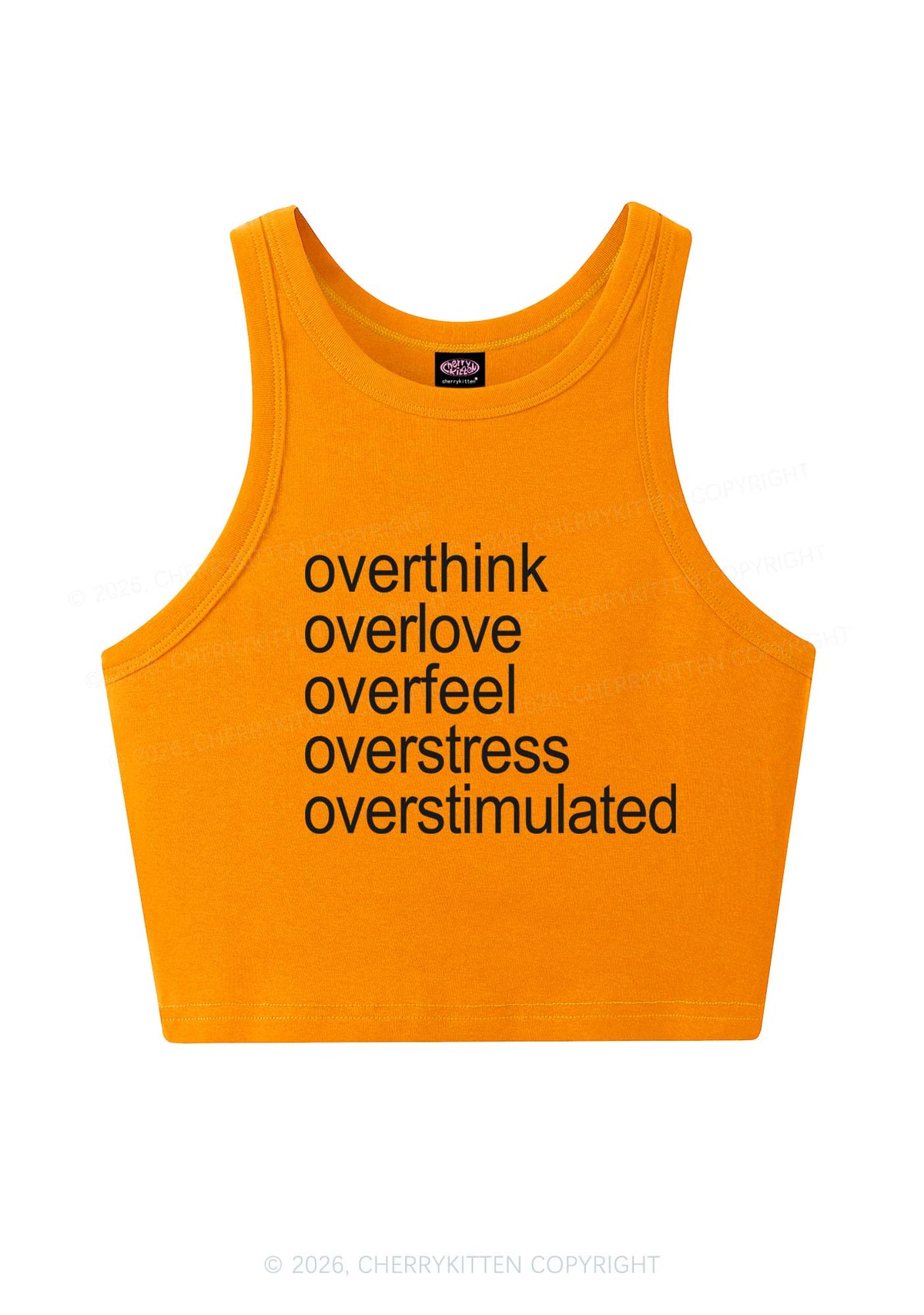 Overstimulated Slogan Y2K Crop Tank Top Cherrykitten