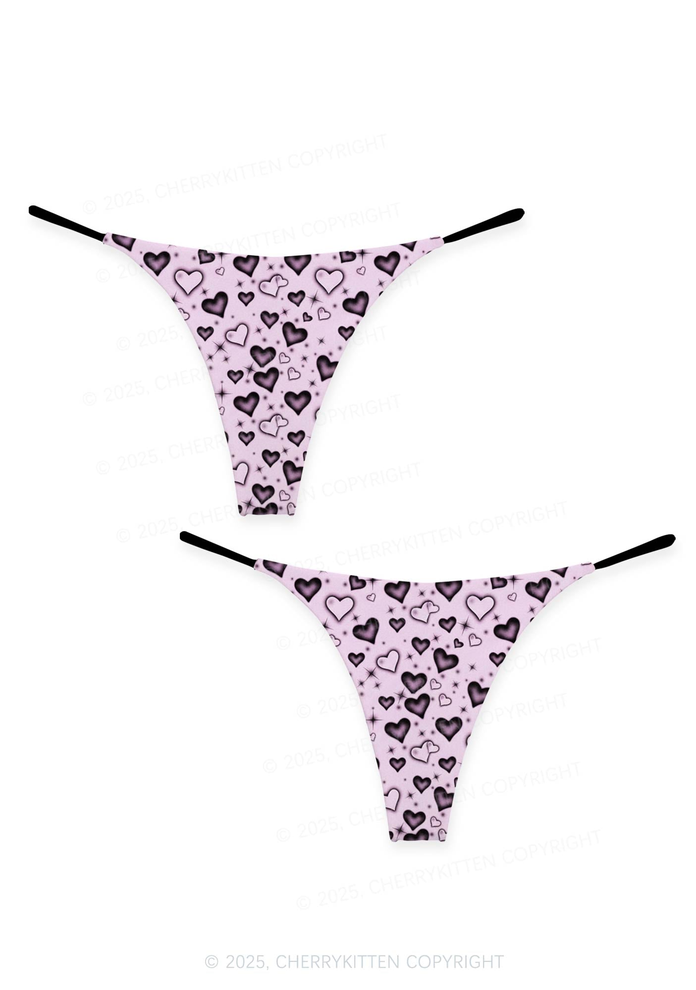 Dark Heart Attack Valentine's Day Y2K Print Couples Thong Set Cherrykitten